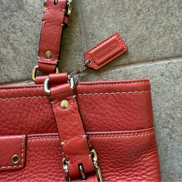 Coach Hamilton F13089 Red Pebbled Leather Y2K Tote • Women’s Shoulder Bag - Picture 2 of 12